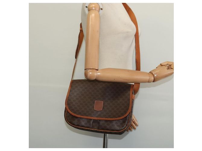 Céline Borsa a Spalla in Tela Macadam CELINE in Pelle PVC Marrone Oro Auth bs28301 D'oro - vista 22