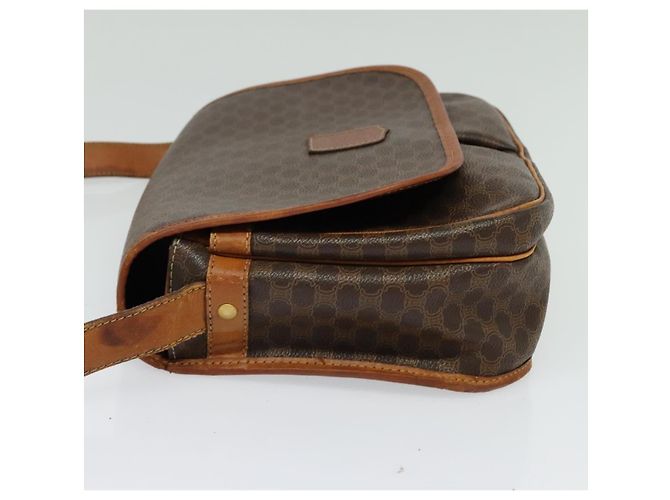 Céline Borsa a Spalla in Tela Macadam CELINE in Pelle PVC Marrone Oro Auth bs28301 D'oro - vista 3