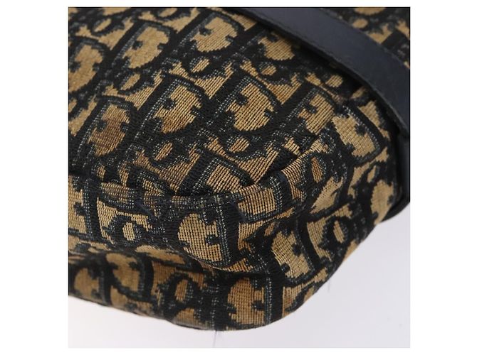 Borsa a Spalla in Tela Trotter Christian Dior Blu Navy Oro Auth mr1464 D'oro - vista 10