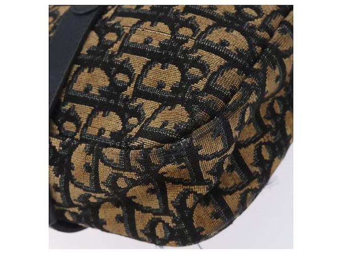 Borsa a Spalla in Tela Trotter Christian Dior Blu Navy Oro Auth mr1464 D'oro - vista 11