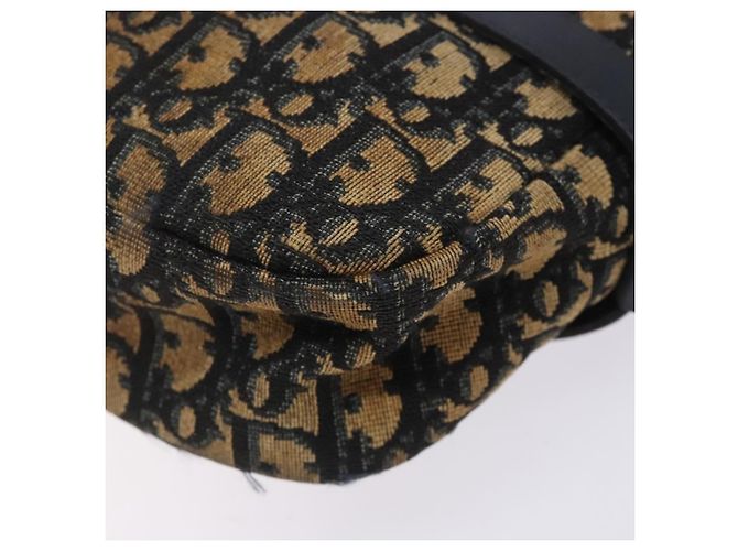Borsa a Spalla in Tela Trotter Christian Dior Blu Navy Oro Auth mr1464 D'oro - vista 12