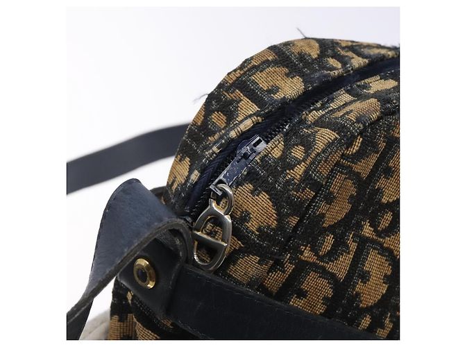 Borsa a Spalla in Tela Trotter Christian Dior Blu Navy Oro Auth mr1464 D'oro - vista 15