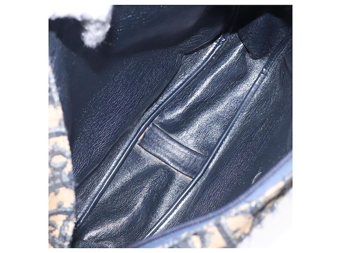 Borsa a Spalla in Tela Trotter Christian Dior Blu Navy Oro Auth mr1464 D'oro - vista 17