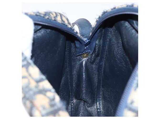 Borsa a Spalla in Tela Trotter Christian Dior Blu Navy Oro Auth mr1464 D'oro - vista 18