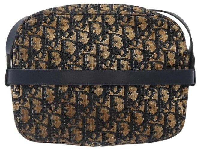 Borsa a Spalla in Tela Trotter Christian Dior Blu Navy Oro Auth mr1464 D'oro - vista 3