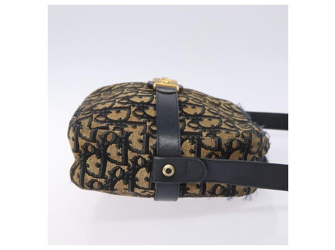 Borsa a Spalla in Tela Trotter Christian Dior Blu Navy Oro Auth mr1464 D'oro - vista 4