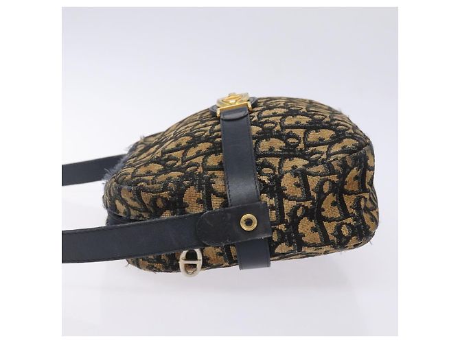 Borsa a Spalla in Tela Trotter Christian Dior Blu Navy Oro Auth mr1464 D'oro - vista 5