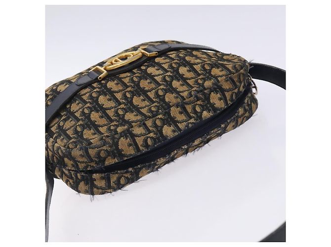 Borsa a Spalla in Tela Trotter Christian Dior Blu Navy Oro Auth mr1464 D'oro - vista 6