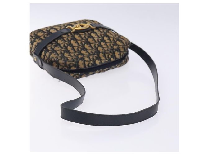 Borsa a Spalla in Tela Trotter Christian Dior Blu Navy Oro Auth mr1464 D'oro - vista 7