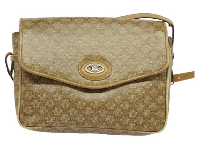 Céline Borsa a Spalla in Tela Macadam CELINE PVC Beige Oro Auth bs28302 D'oro - vista 13