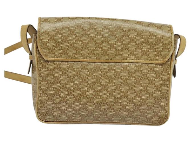 Céline Borsa a Spalla in Tela Macadam CELINE PVC Beige Oro Auth bs28302 D'oro - vista 2