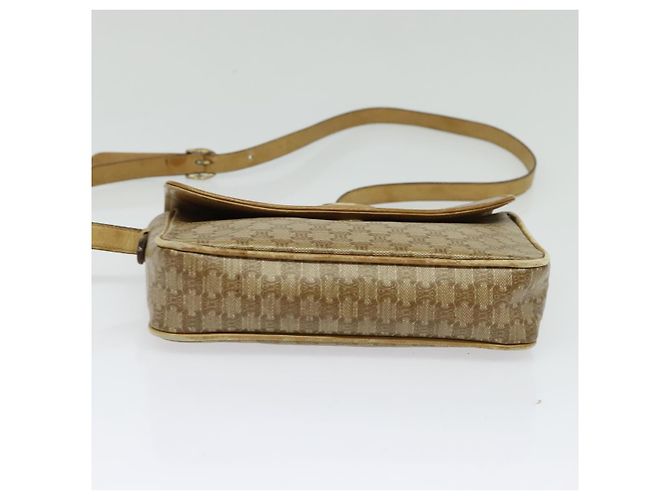 Céline Borsa a Spalla in Tela Macadam CELINE PVC Beige Oro Auth bs28302 D'oro - vista 5