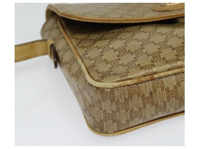 Céline Borsa a Spalla in Tela Macadam CELINE PVC Beige Oro Auth bs28302 D'oro - vista 8