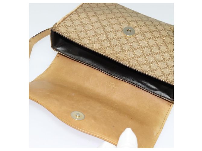 Céline Borsa a Spalla in Tela Macadam CELINE PVC Beige Oro Auth bs28302 D'oro - vista 9
