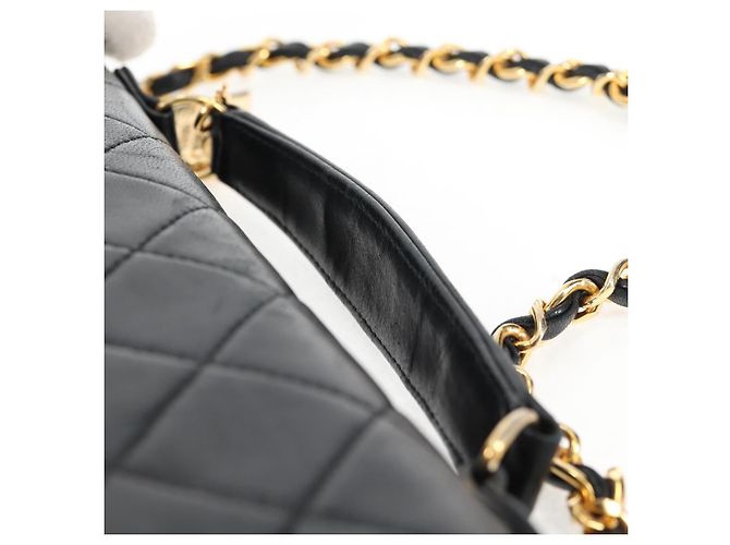 CHANEL Borsa a Spalla Matelassé in Pelle di Agnello 2 in 1 Nero Oro CC Auth 129737SV D'oro - vista 14