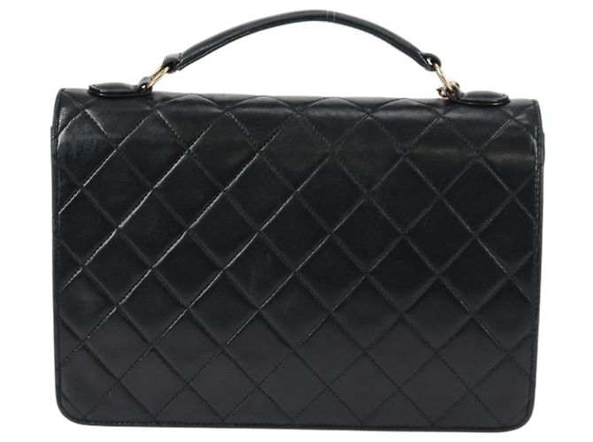 CHANEL Borsa a Spalla Matelassé in Pelle di Agnello 2 in 1 Nero Oro CC Auth 129737SV D'oro - vista 2