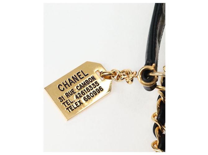 CHANEL Borsa a Spalla Matelassé in Pelle di Agnello 2 in 1 Nero Oro CC Auth 129737SV D'oro - vista 20