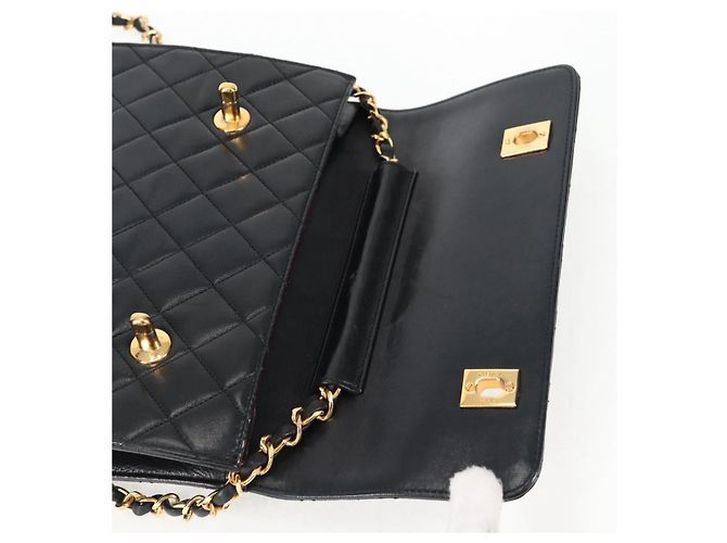 CHANEL Borsa a Spalla Matelassé in Pelle di Agnello 2 in 1 Nero Oro CC Auth 129737SV D'oro - vista 8