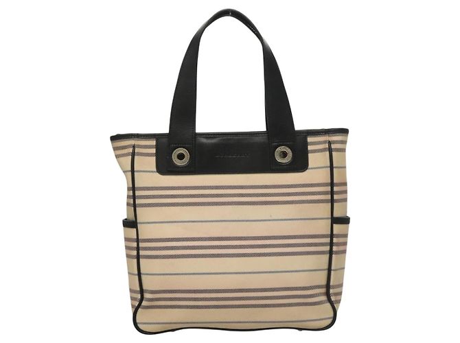 BURBERRY Tote Bag Canvas Beige Silver Auth bs27693 Silvery - view 13