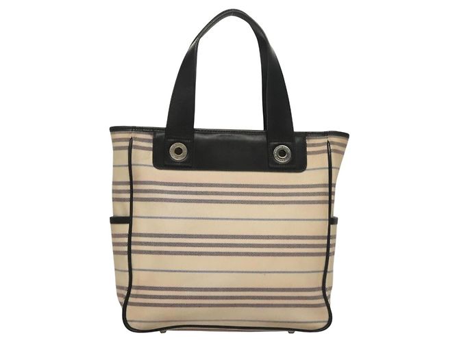 BURBERRY Tote Bag Canvas Beige Silver Auth bs27693 Silvery - view 2