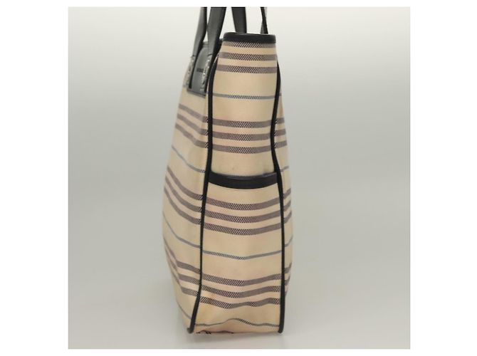 BURBERRY Tote Bag Canvas Beige Silver Auth bs27693 Silvery - view 3