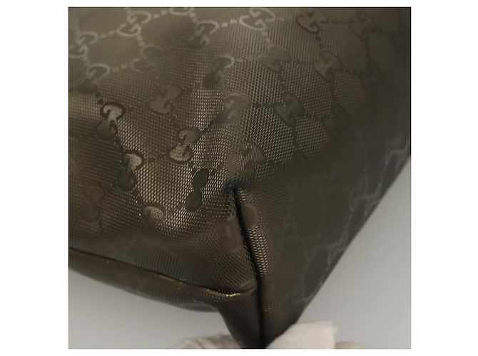 GUCCI GG Implementierung Tote Bag PVC Khaki Silber 211138 Auth sw1132 - Ansicht 13