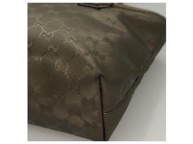 GUCCI GG Implementierung Tote Bag PVC Khaki Silber 211138 Auth sw1132 - Ansicht 14