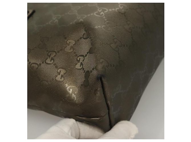 GUCCI GG Implementierung Tote Bag PVC Khaki Silber 211138 Auth sw1132 - Ansicht 15