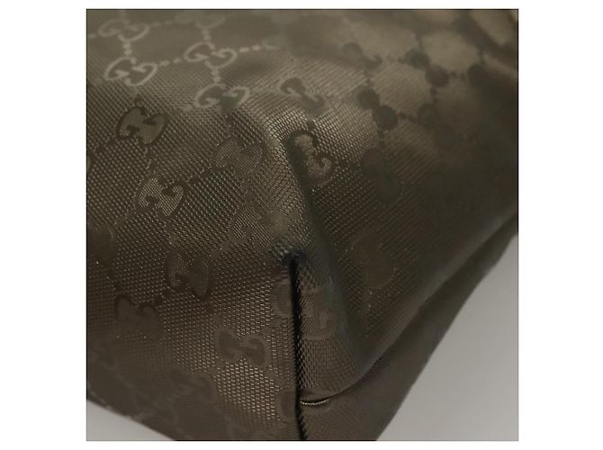 GUCCI GG Implementierung Tote Bag PVC Khaki Silber 211138 Auth sw1132 - Ansicht 16