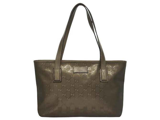 GUCCI GG Implementierung Tote Bag PVC Khaki Silber 211138 Auth sw1132 - Ansicht 2