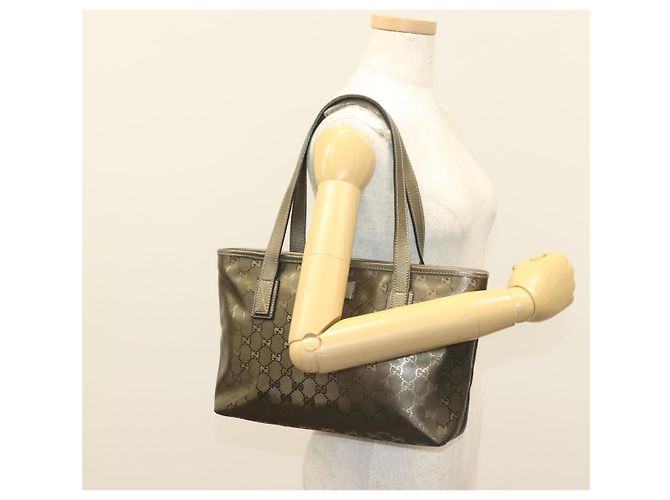 GUCCI GG Implementierung Tote Bag PVC Khaki Silber 211138 Auth sw1132 - Ansicht 25