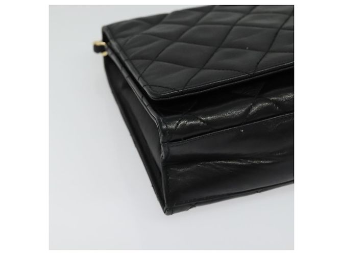 CHANEL Borsa a Spalla Matelassé in Pelle di Agnello Nera Oro CC Auth bs28257 Nero D'oro - vista 14