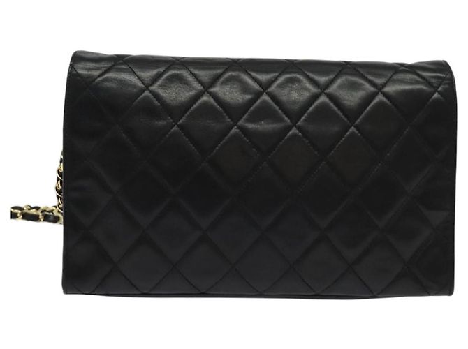 CHANEL Borsa a Spalla Matelassé in Pelle di Agnello Nera Oro CC Auth bs28257 Nero D'oro - vista 2