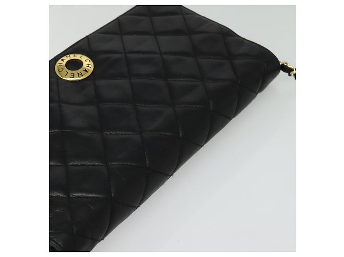 CHANEL Borsa a Spalla Matelassé in Pelle di Agnello Nera Oro CC Auth bs28257 Nero D'oro - vista 6
