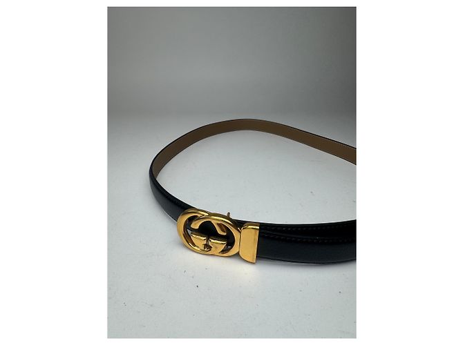 Vintage Gucci Ledergürtel schwarz - Ansicht 2