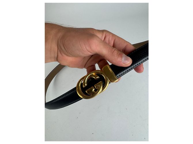 Vintage Gucci Ledergürtel schwarz - Ansicht 3