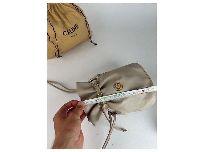 Céline Vintage Celine Seau16 Ledertasche grau weiß - Ansicht 11