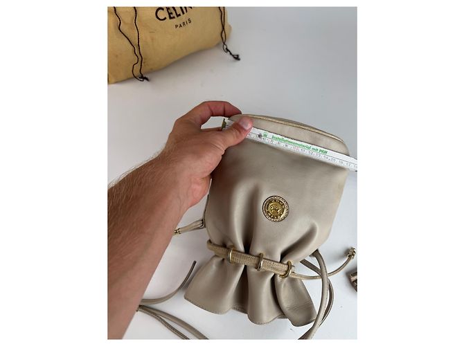 Céline Vintage Celine Seau16 Ledertasche grau weiß - Ansicht 12