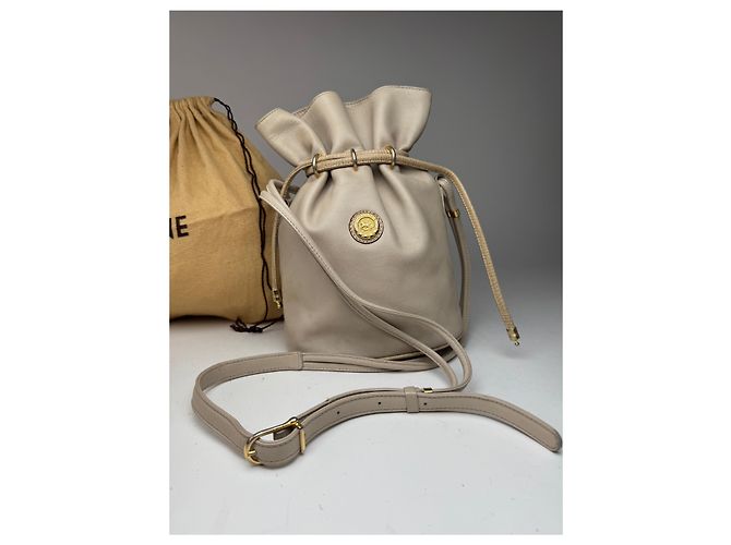 Céline Vintage Celine Seau16 Ledertasche grau weiß - Ansicht 14