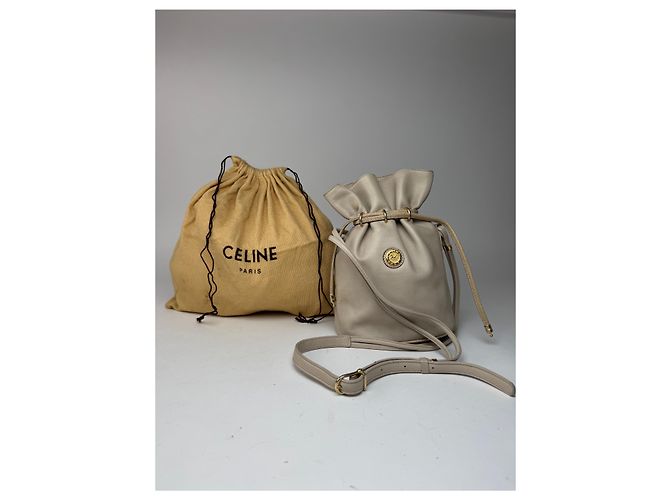 Céline Vintage Celine Seau16 Ledertasche grau weiß - Ansicht 6