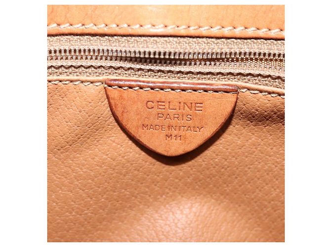 Céline Borsa a Spalla in Tela Macadam CELINE in Pelle PVC Marrone Oro Auth 132689 D'oro - vista 12