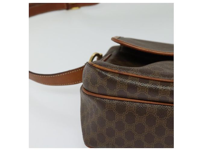 Céline Borsa a Spalla in Tela Macadam CELINE in Pelle PVC Marrone Oro Auth 132689 D'oro - vista 14