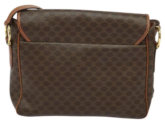 Céline Borsa a Spalla in Tela Macadam CELINE in Pelle PVC Marrone Oro Auth 132689 D'oro - vista 2