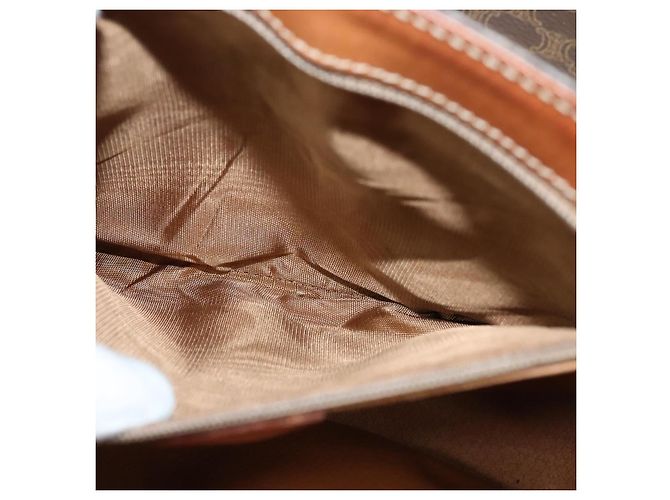 Céline Borsa a Spalla in Tela Macadam CELINE in Pelle PVC Marrone Oro Auth 132689 D'oro - vista 20