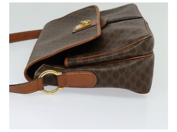 Céline Borsa a Spalla in Tela Macadam CELINE in Pelle PVC Marrone Oro Auth 132689 D'oro - vista 3