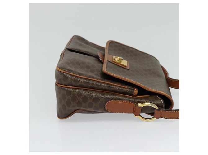 Céline Borsa a Spalla in Tela Macadam CELINE in Pelle PVC Marrone Oro Auth 132689 D'oro - vista 4