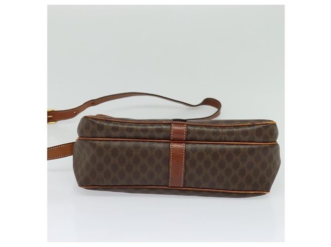 Céline Borsa a Spalla in Tela Macadam CELINE in Pelle PVC Marrone Oro Auth 132689 D'oro - vista 5