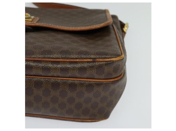 Céline Borsa a Spalla in Tela Macadam CELINE in Pelle PVC Marrone Oro Auth 132689 D'oro - vista 9
