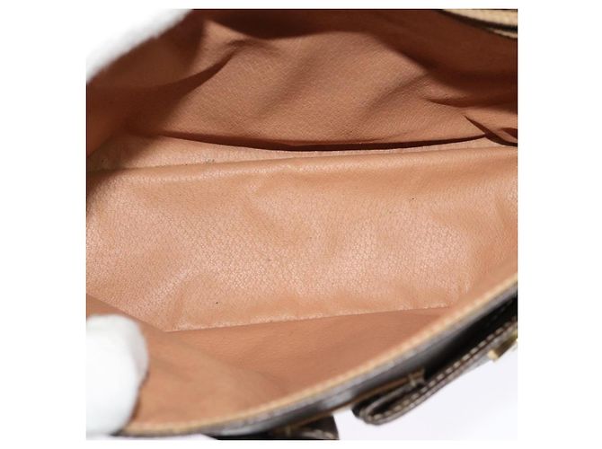 Céline Borsa a Spalla in Tela Macadam CELINE in Pelle PVC Marrone Oro Auth 132726 D'oro - vista 11