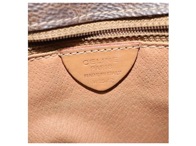 Céline Borsa a Spalla in Tela Macadam CELINE in Pelle PVC Marrone Oro Auth 132726 D'oro - vista 12